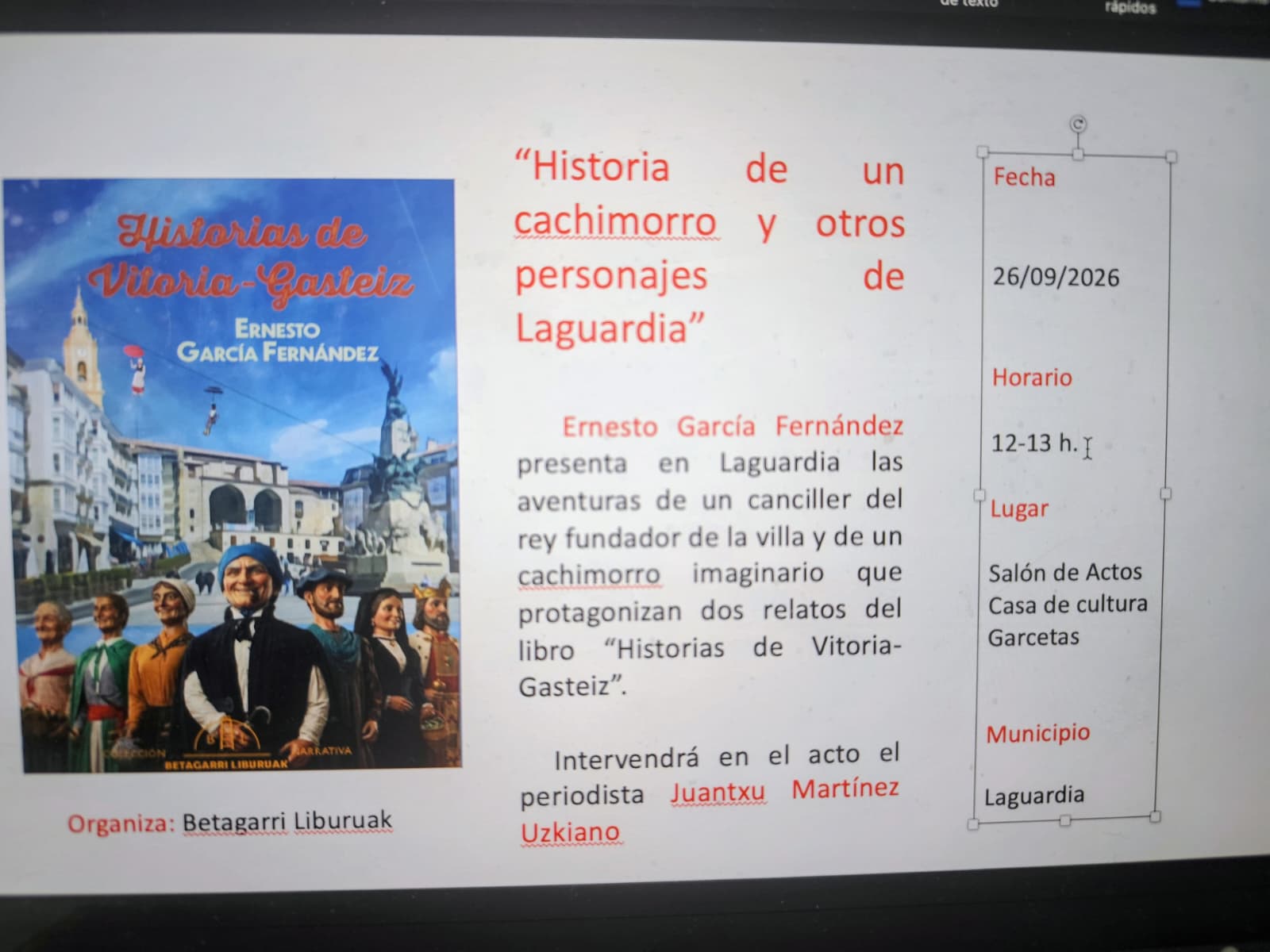 CHARLA 26 SEPTIEMBRE
