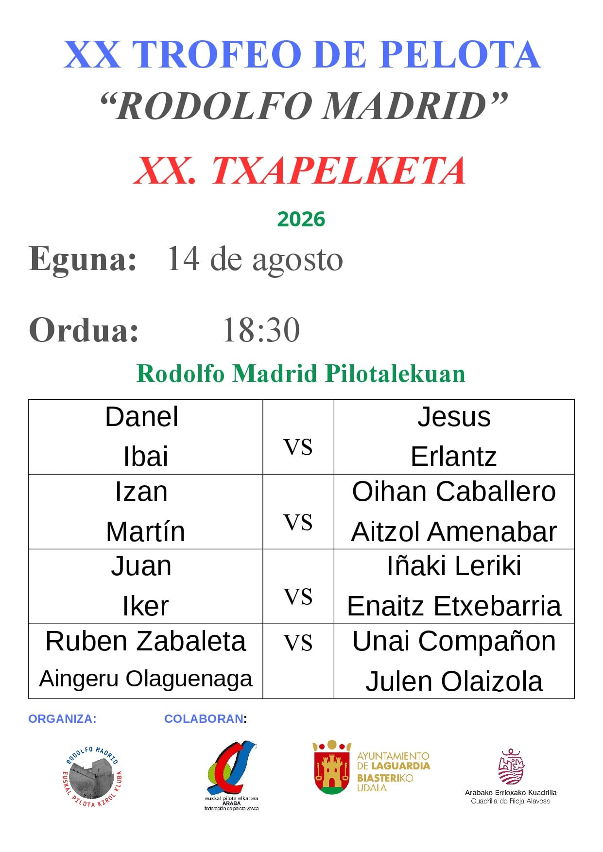 PELOTA 14 AGOSTO