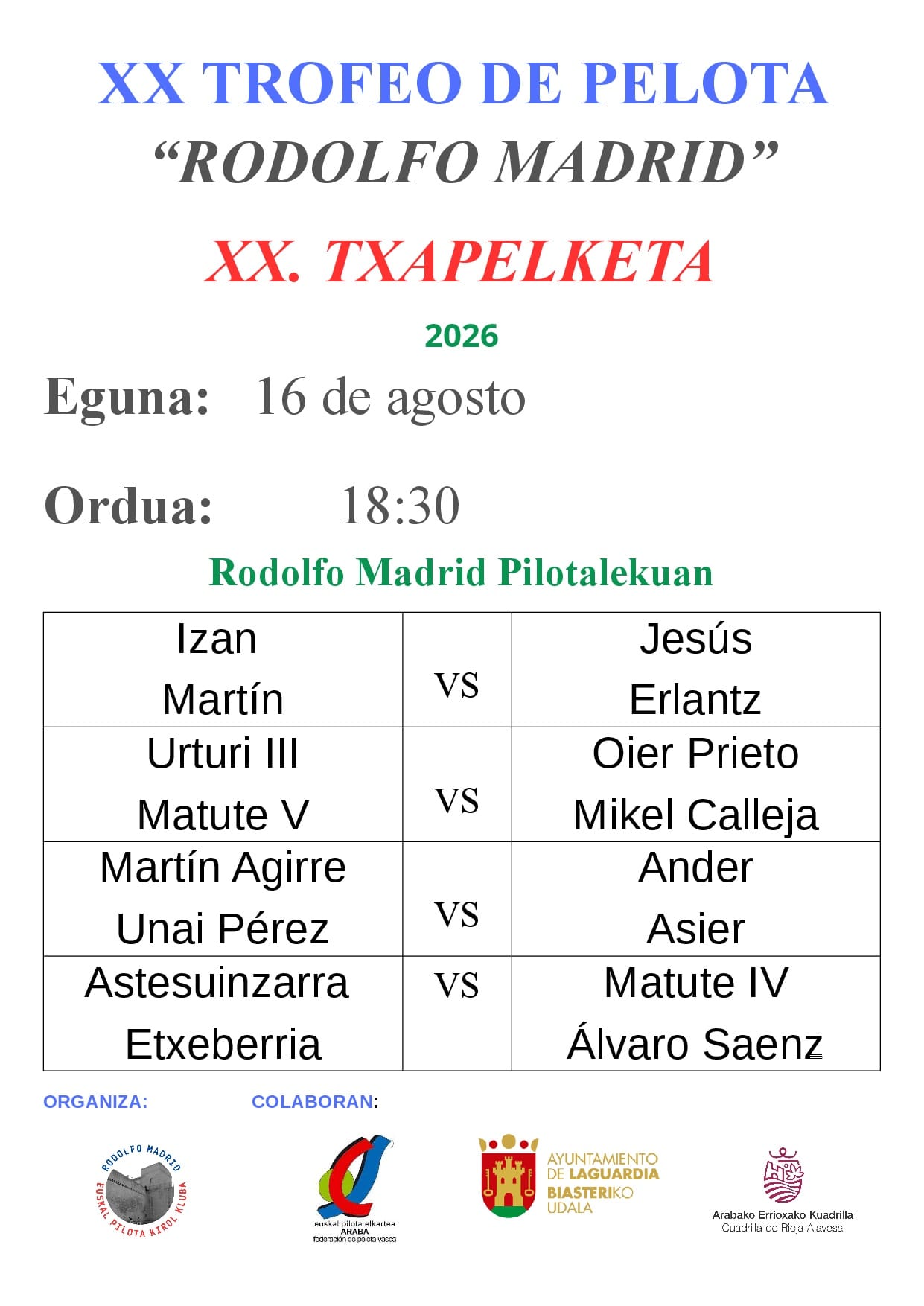 PELOTA 16 AGOSTO