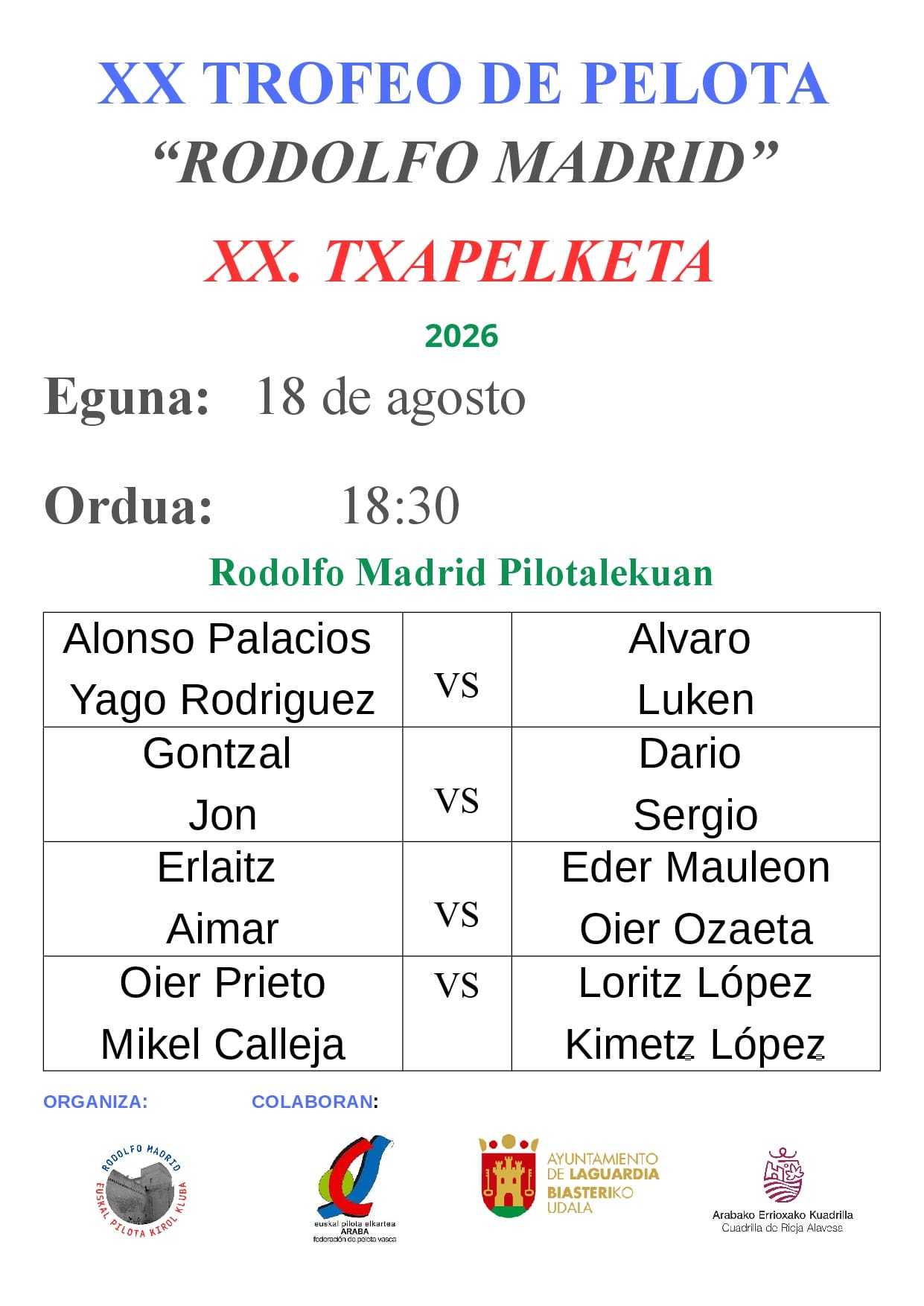 PELOTA 18 AGOSTO